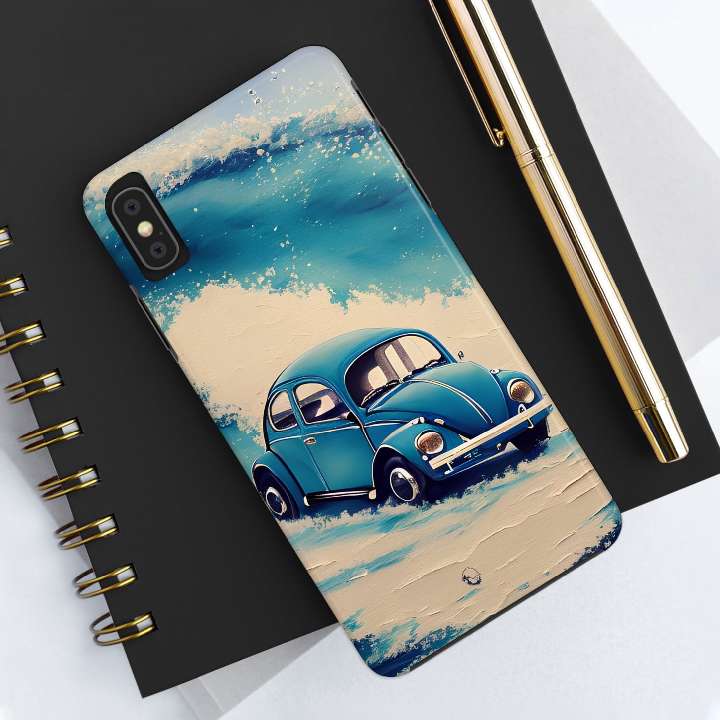 Wave Chasing Painted Blue VDub Beetle - Tough Phone Case