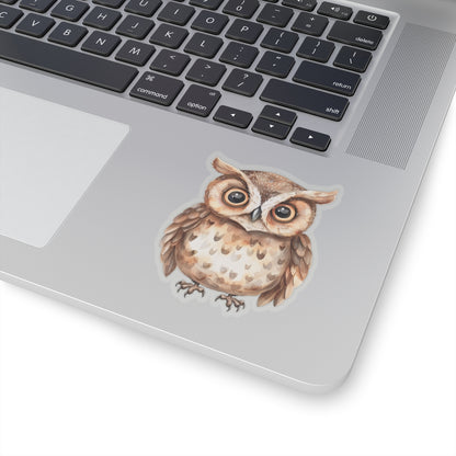 Chocolate Brown Owl Watercolor Cartoon Sticker