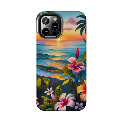 Sunset Palms and Hibiscus Tough Phone Case