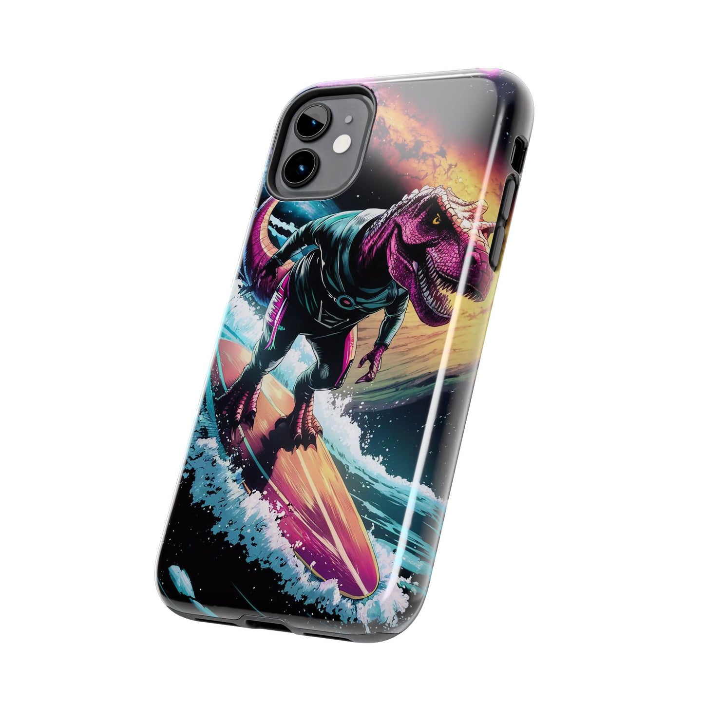 Cosmic T-Rex Surfer Tough Phone Case