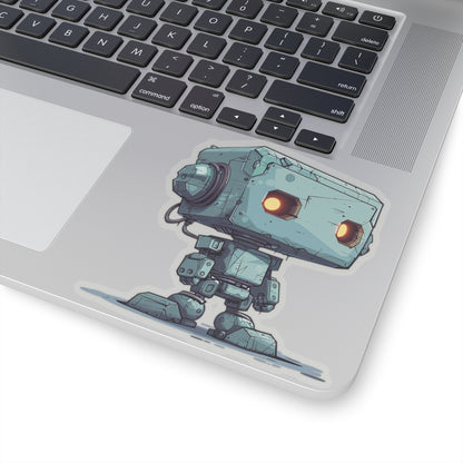 Teal Blocky Robot Vinyl Sticker