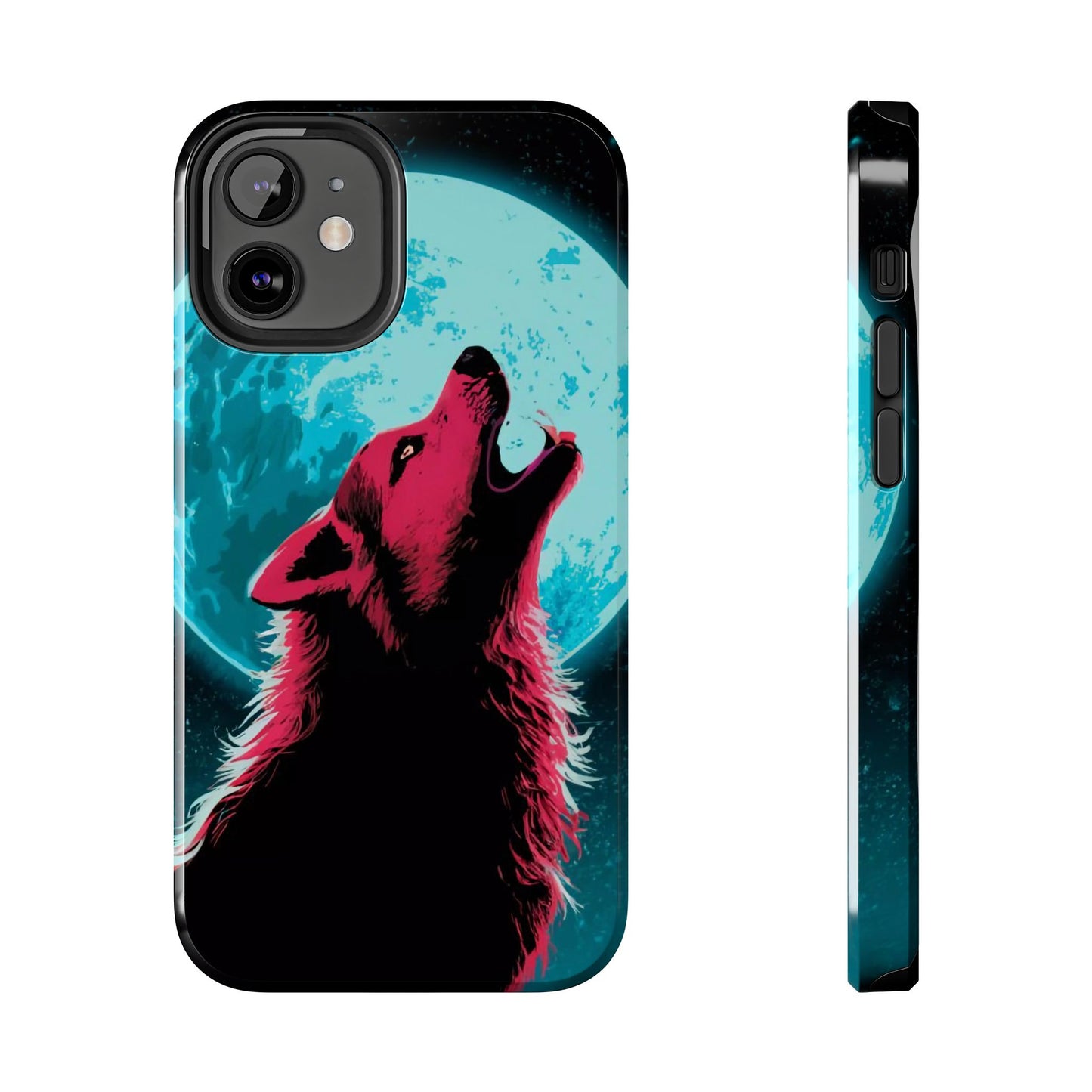 Teal Moon Wolf Serenade Tough Phone Case