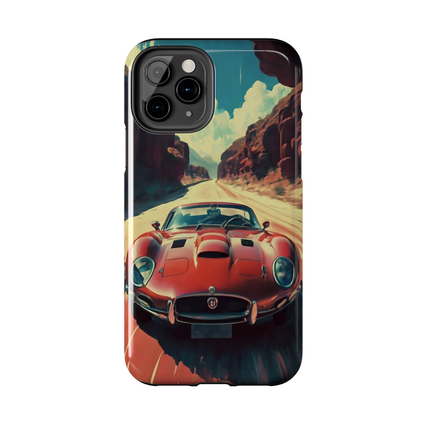 Desert Drive Red Sports Car Tough Phone Case