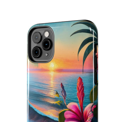 Sunset Beach Hibiscus Palms Tough Phone Case