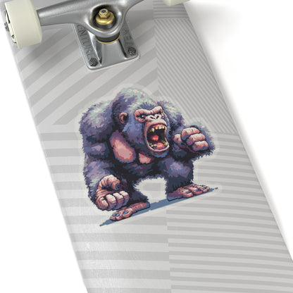 Pixelated Hulking Ape Roaring Vinyl Sticker