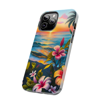 Sunset Palms and Hibiscus Tough Phone Case
