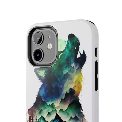 Moonlit Howling Wolf Double Exposure Tough Phone Case