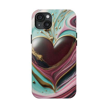 Glossy Heartburst Acrylic Pour Tough Phone Case