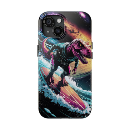 Cosmic T-Rex Surfer Tough Phone Case