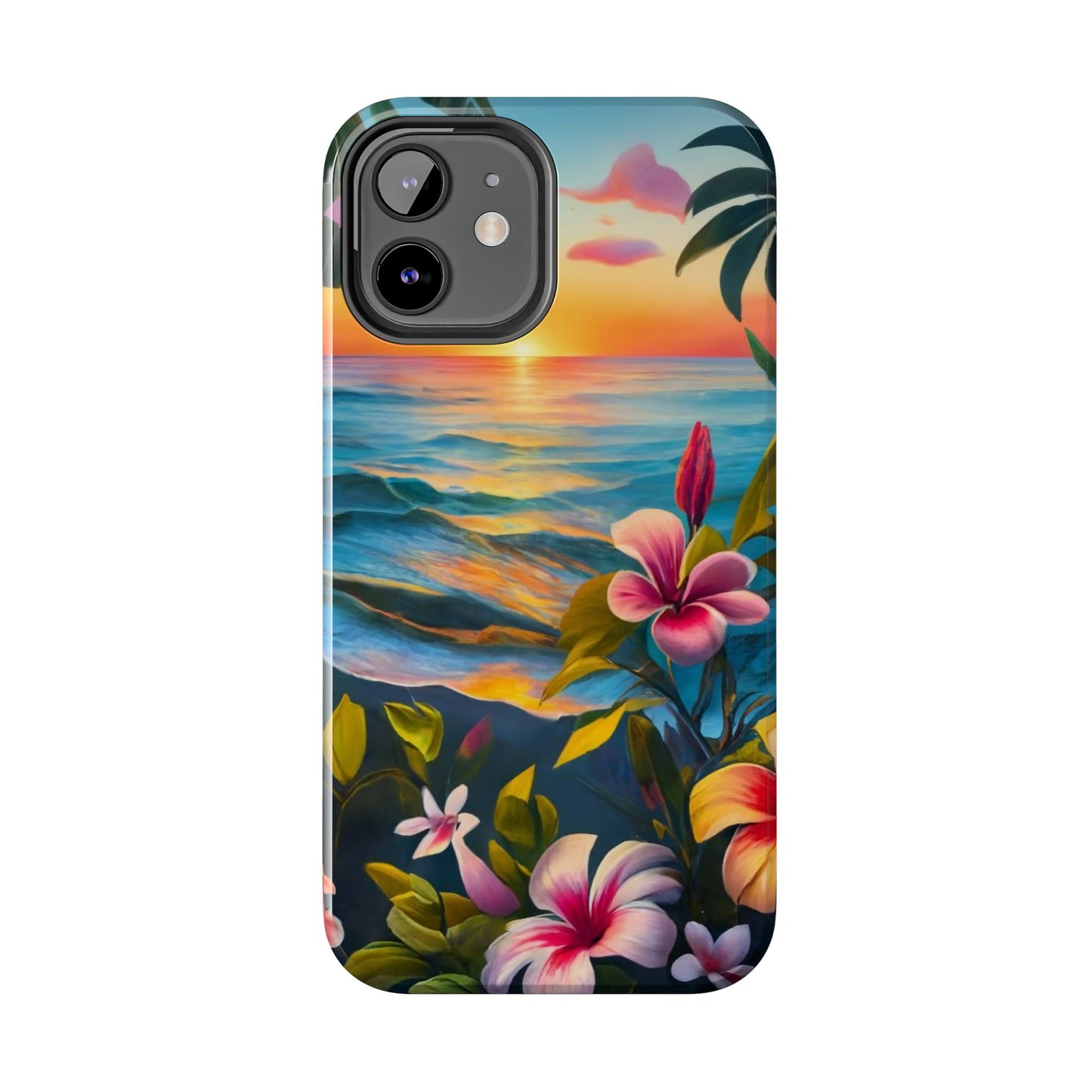 Sunset Palms and Hibiscus Tough Phone Case