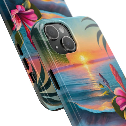 Sunset Beach Hibiscus Palms Tough Phone Case