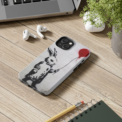 Banksy-Inspired Rabbit Balloon Escape Tough Phone Case