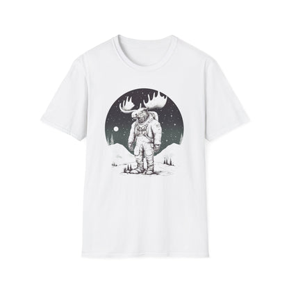 Lunar Moose Unisex Softstyle T-Shirt - Comfortable Tee with Whimsical Lunar Design for Nature Enthusiasts