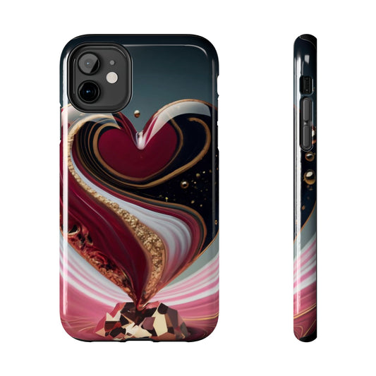 Elegant Heart Acrylic Pouring Tough Phone Case