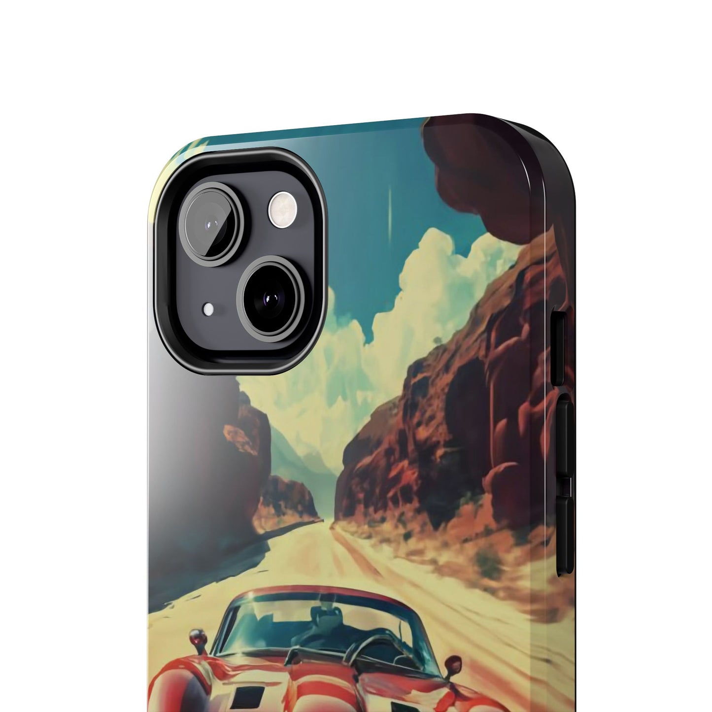 Desert Drive Red Sports Car Tough Phone Case