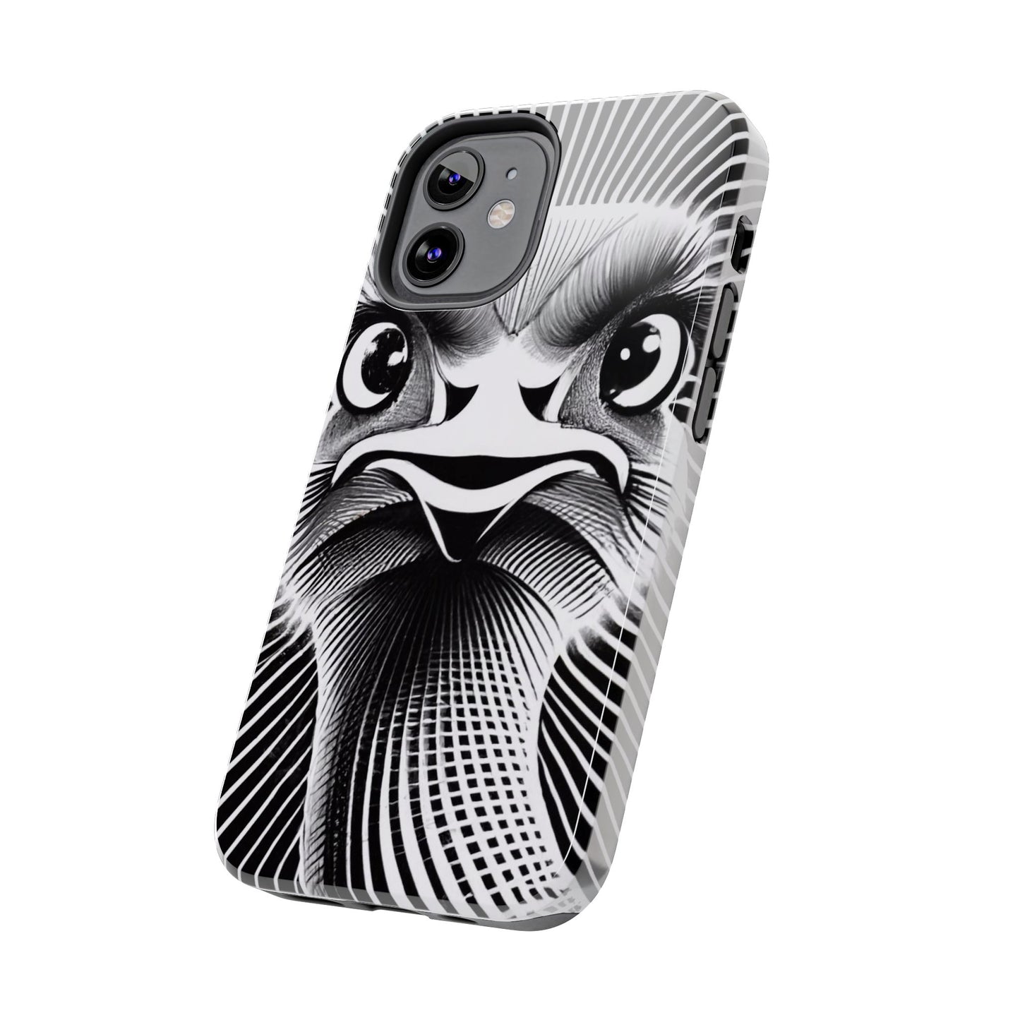 Mystical Stare Monochrome Ostrich Tough Phone Case