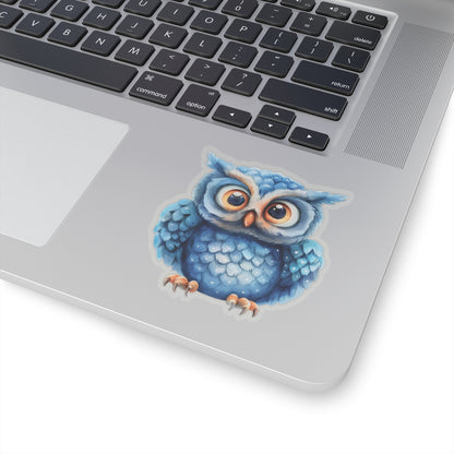 Azure Owl Watercolor Cartoon Sticker