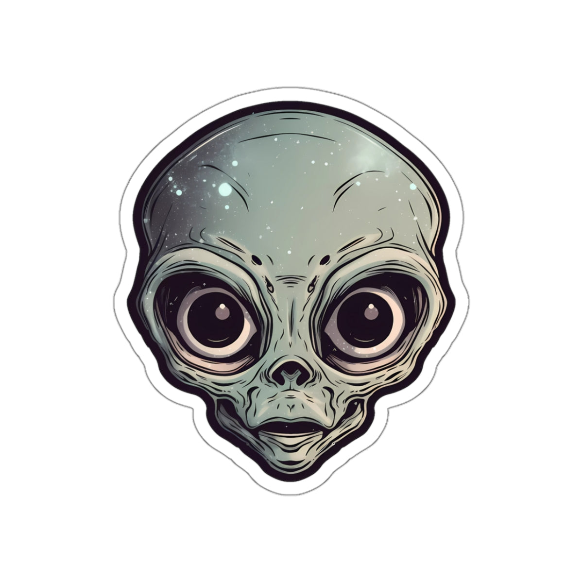 Mystic Gray Alien Head Vinyl Sticker