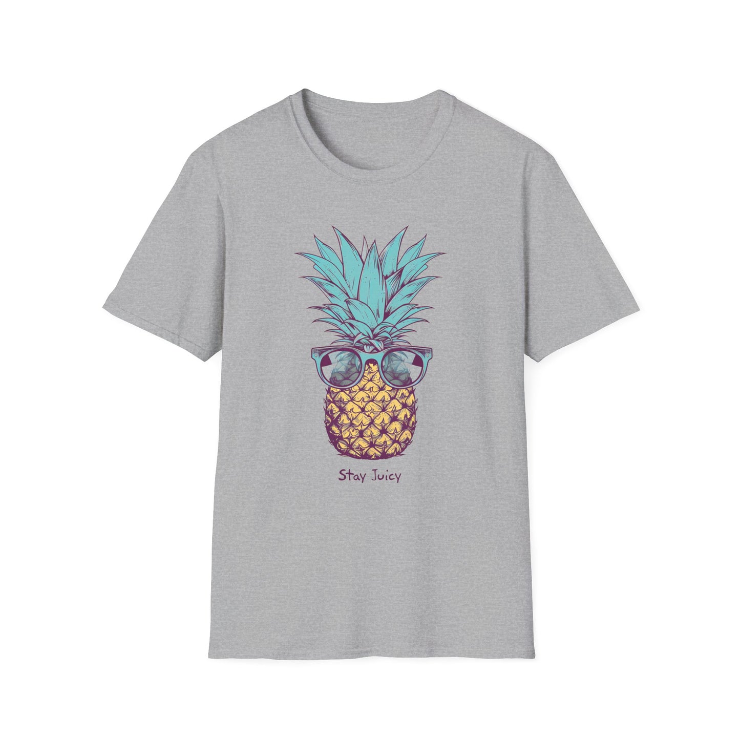 Stay Juicy Pineapple Unisex Softstyle T-Shirt - Comfortable Tee with Playful Pineapple Design for Summer Vibes