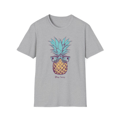 Stay Juicy Pineapple Unisex Softstyle T-Shirt - Comfortable Tee with Playful Pineapple Design for Summer Vibes