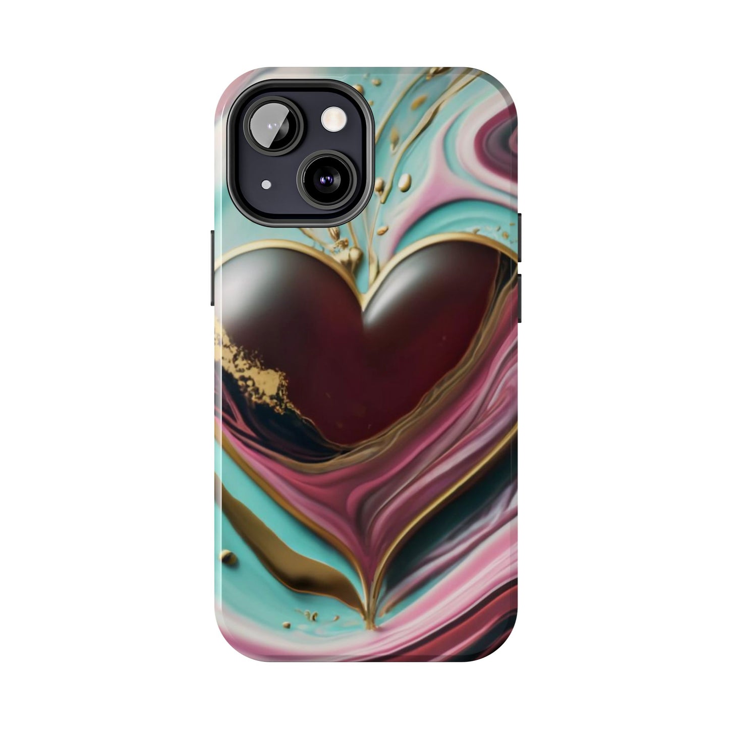 Glossy Heartburst Acrylic Pour Tough Phone Case