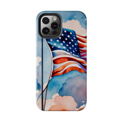 Windswept Patriot Watercolor Flag Tough Phone Case