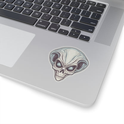 Pale Blue Skull Alien Head Vinyl Sticker