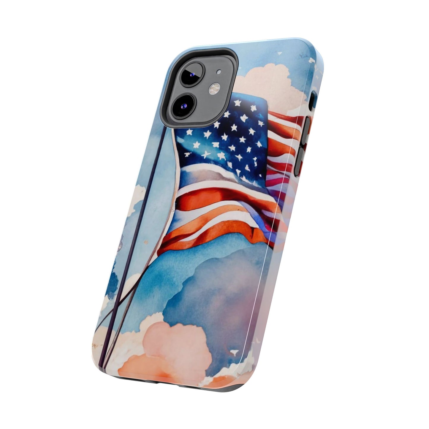 Windswept Patriot Watercolor Flag Tough Phone Case