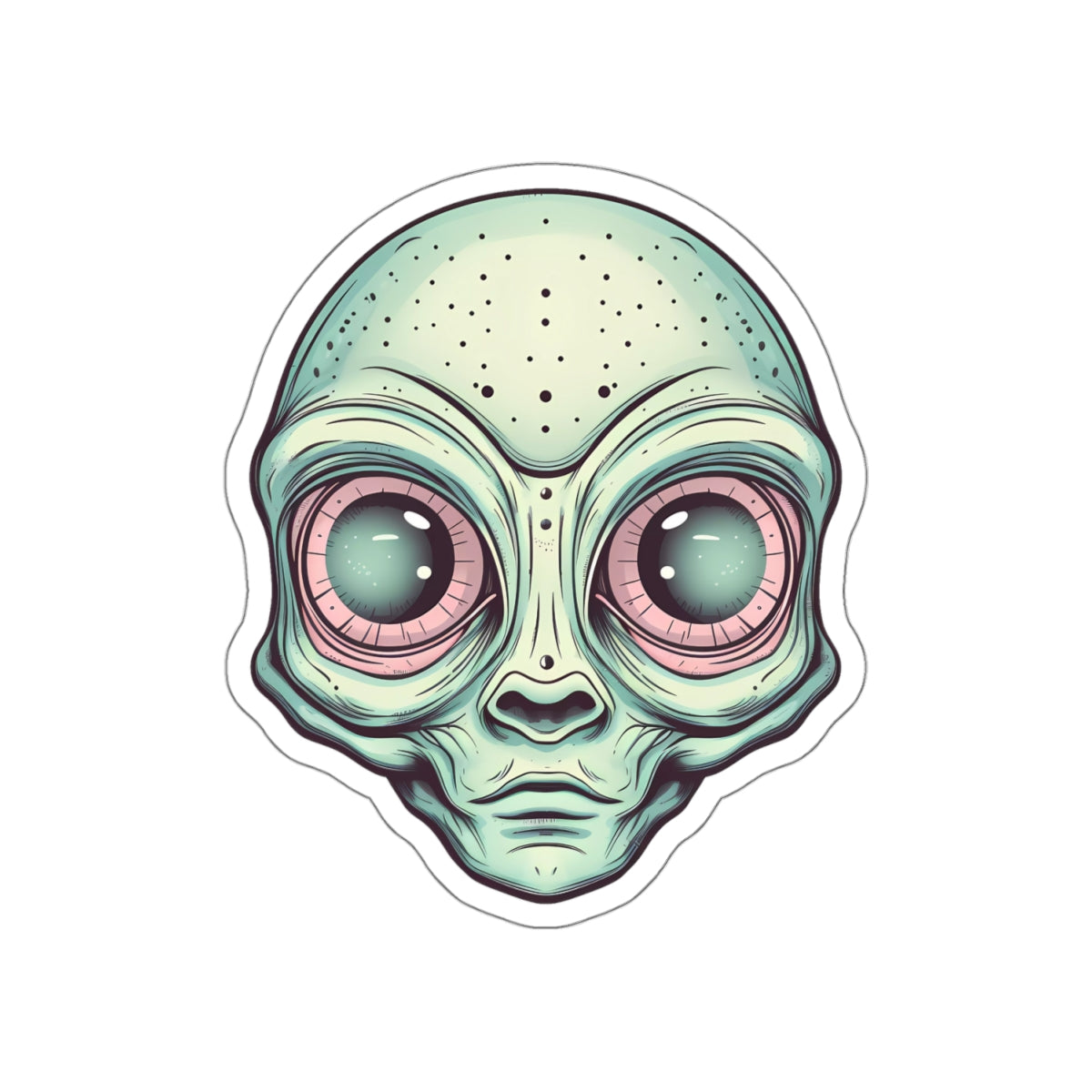 Pale Green Alien Head Vinyl Sticker