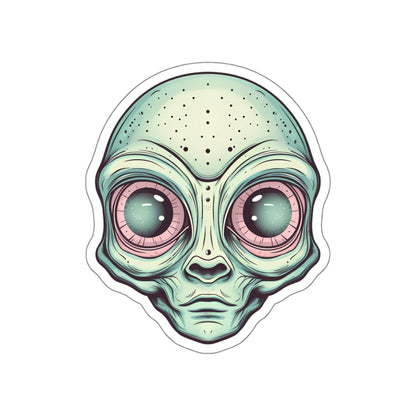 Pale Green Alien Head Vinyl Sticker