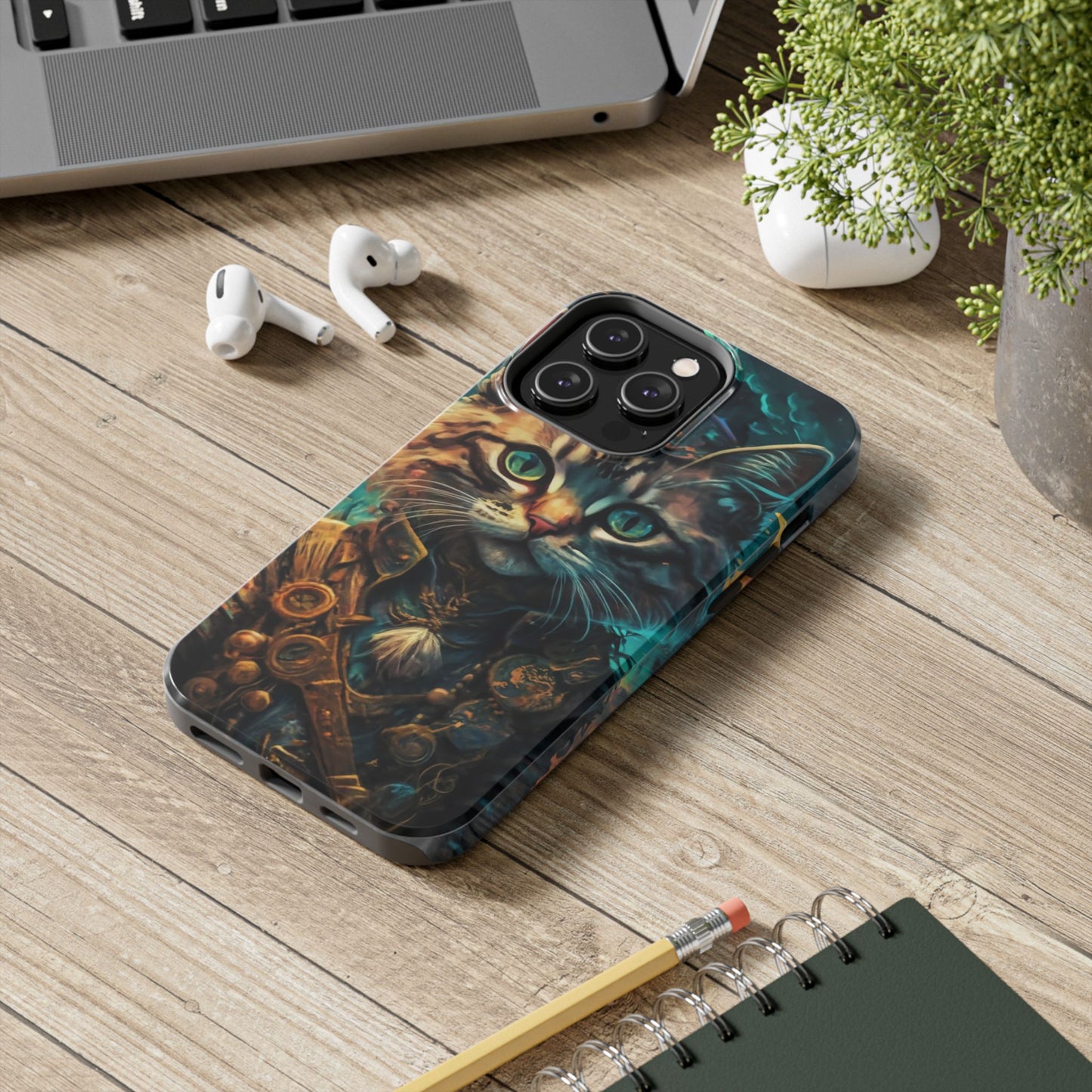 Cartoon Cat Pirate Starry Night Tough Phone Case