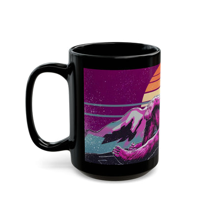 Bigfoot Sunset Dream Mug – Vaporwave-Inspired Mountaintop