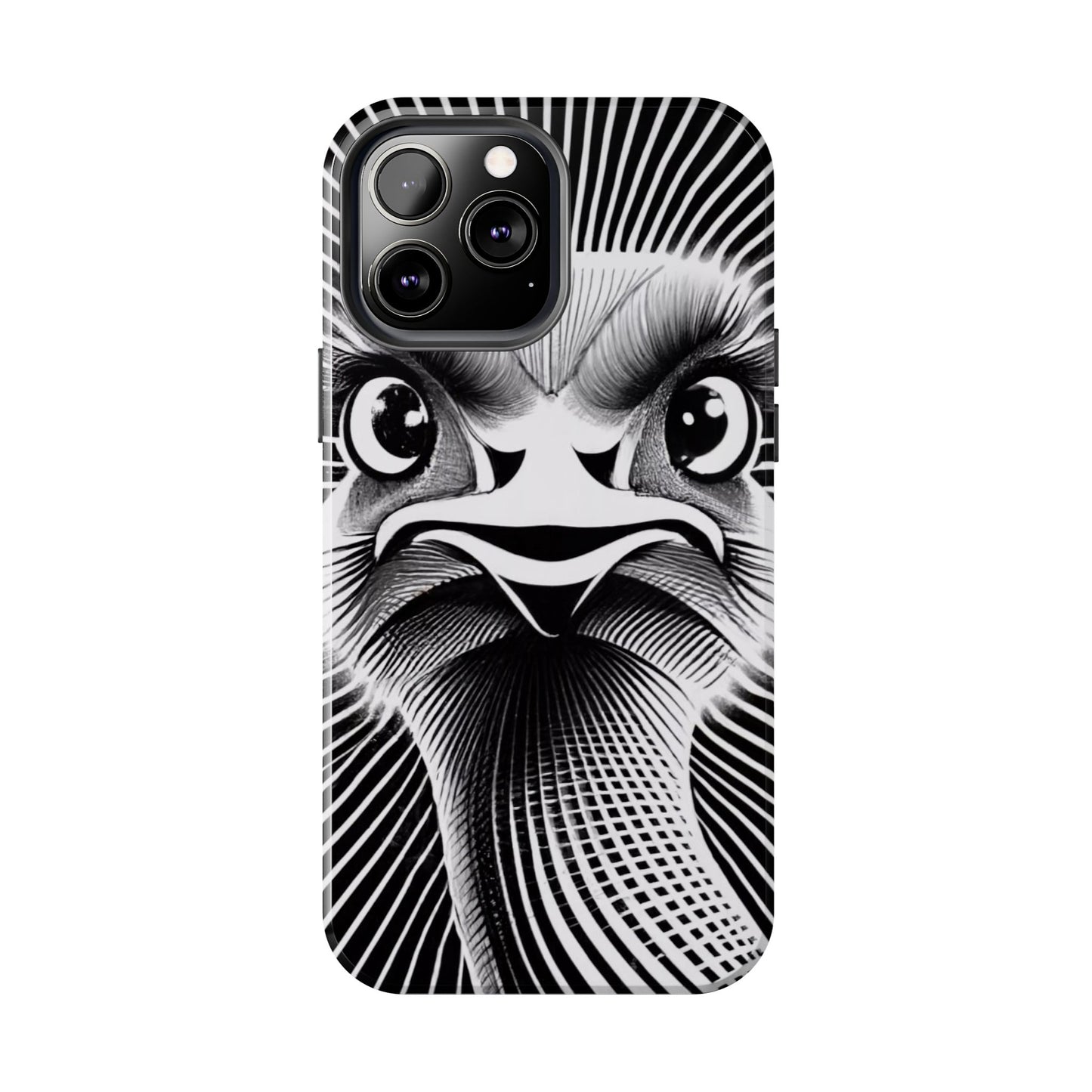 Mystical Stare Monochrome Ostrich Tough Phone Case