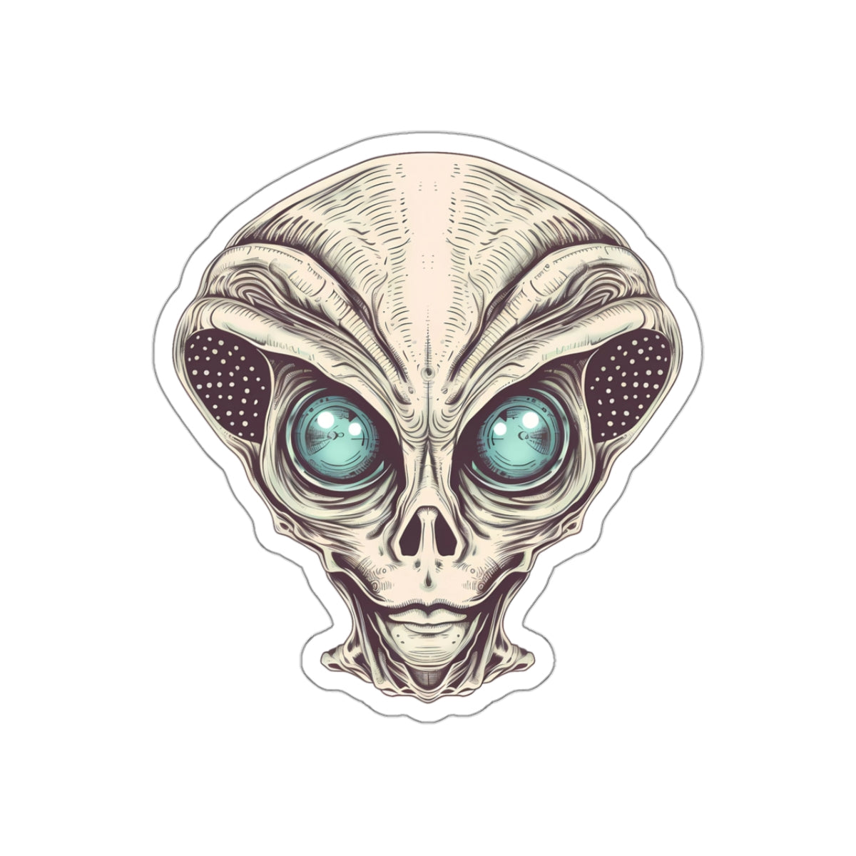 Tan Alien Head Vinyl Sticker