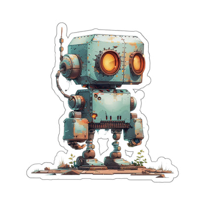 Ship Tank Rusty Teal Robot Vinyl Sticker