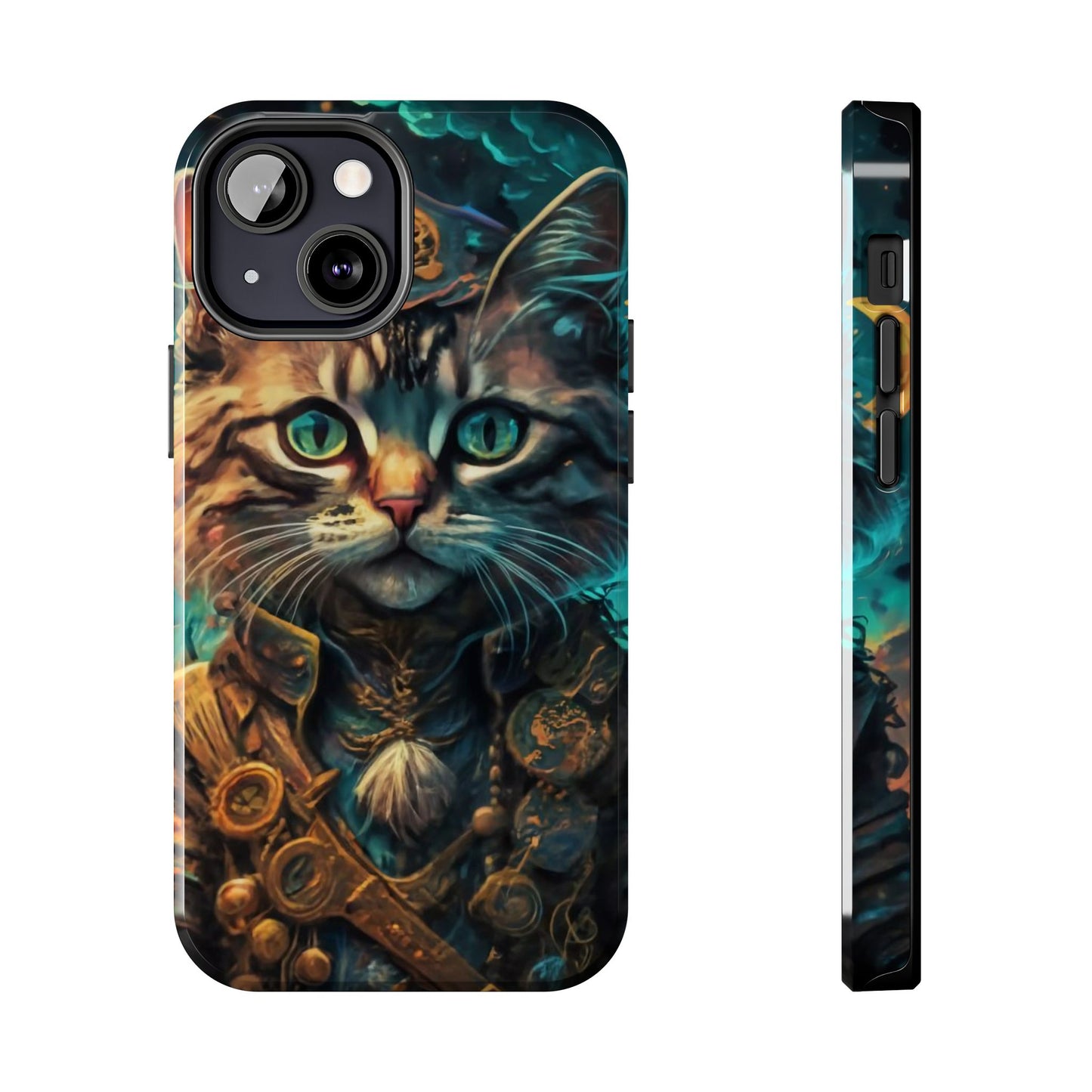 Cartoon Cat Pirate Starry Night Tough Phone Case