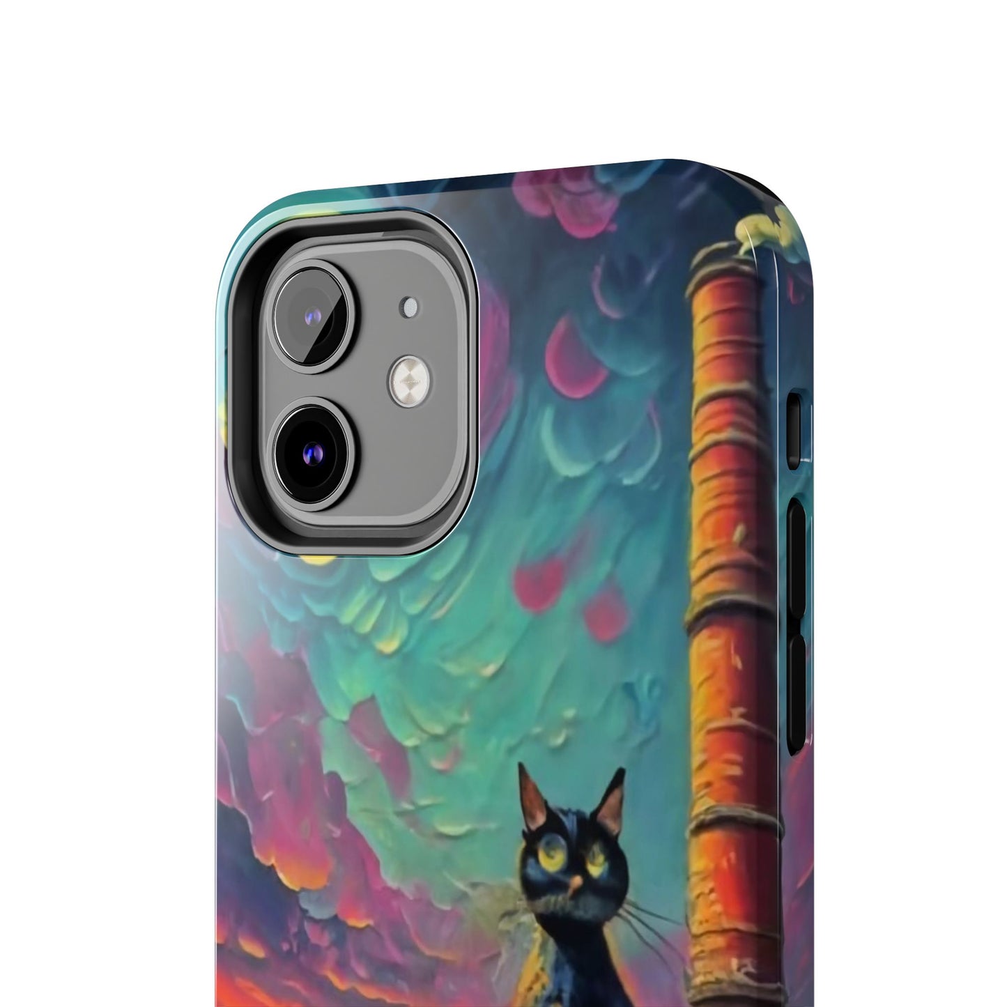 Midnight Rooftop Black Cat Tough Phone Case