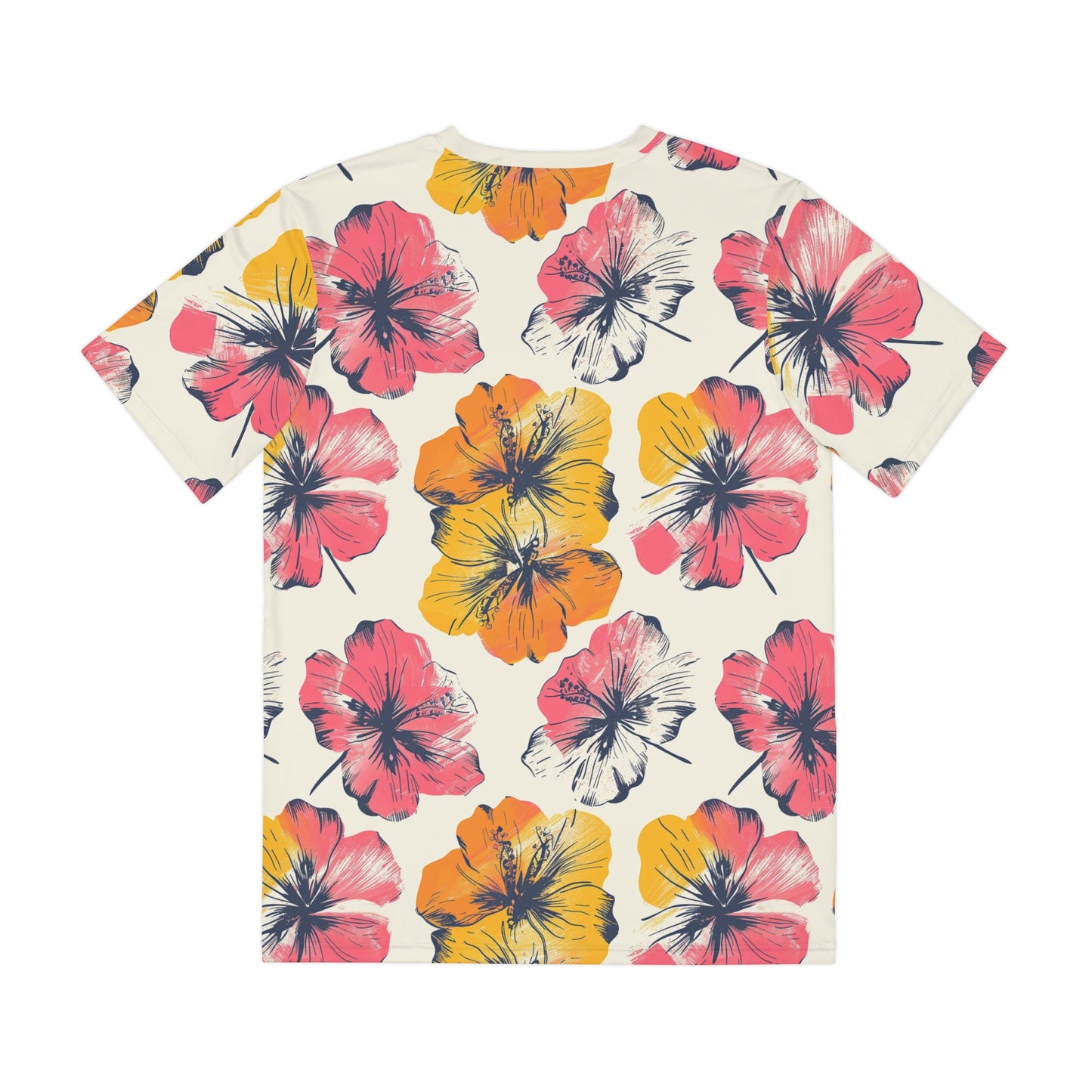 Tropical Ink Blooms Tee - Pink & Yellow Hawaiian Floral Shirt