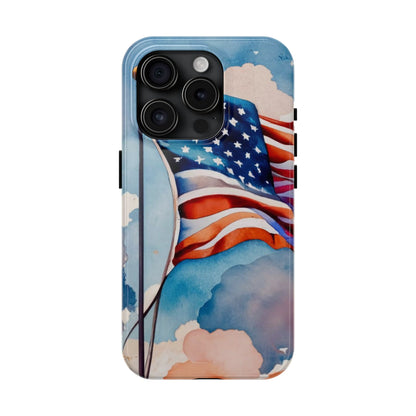 Windswept Patriot Watercolor Flag Tough Phone Case