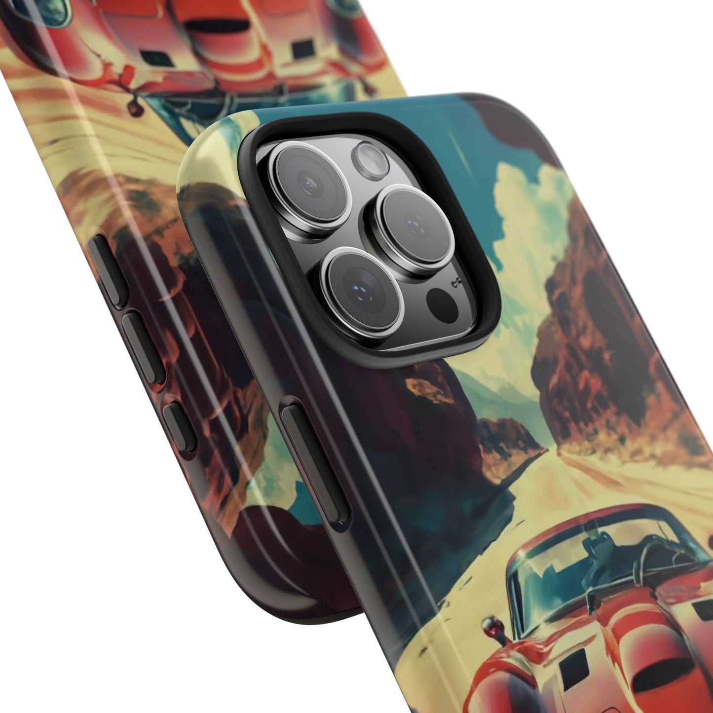 Desert Drive Red Sports Car Tough Phone Case