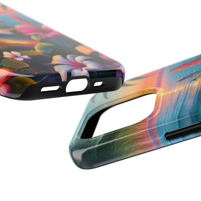 Sunset Beach Hibiscus Palms Tough Phone Case