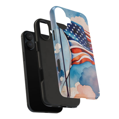 Windswept Patriot Watercolor Flag Tough Phone Case