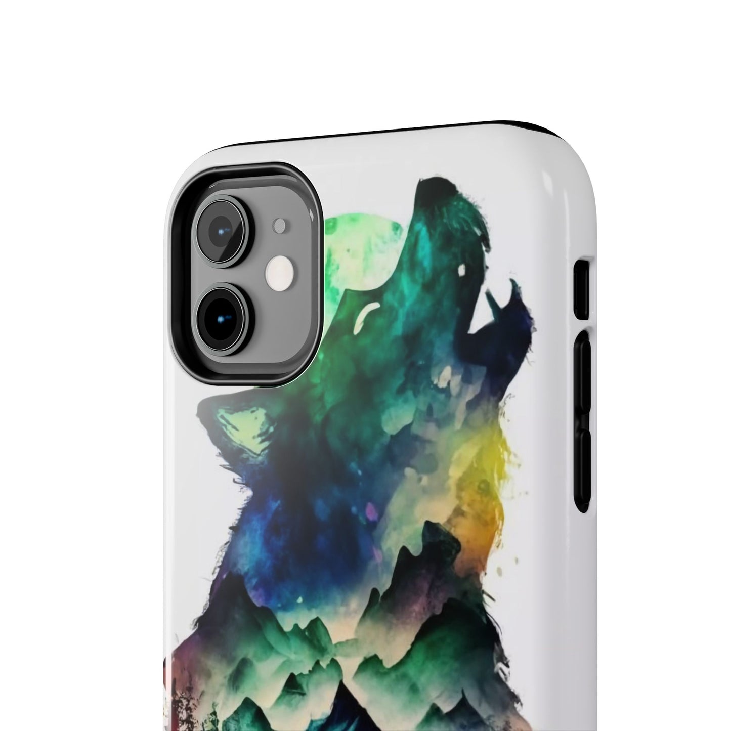 Moonlit Howling Wolf Double Exposure Tough Phone Case