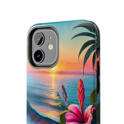 Sunset Beach Hibiscus Palms Tough Phone Case