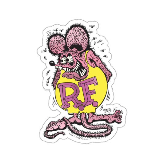 Funky Fusion Rat Fink Sticker: Pink & Yellow Delight