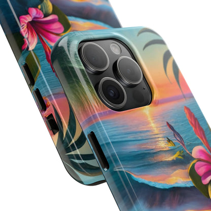 Sunset Beach Hibiscus Palms Tough Phone Case