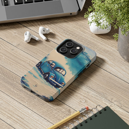 Wave Chasing Painted Blue VDub Beetle - Tough Phone Case