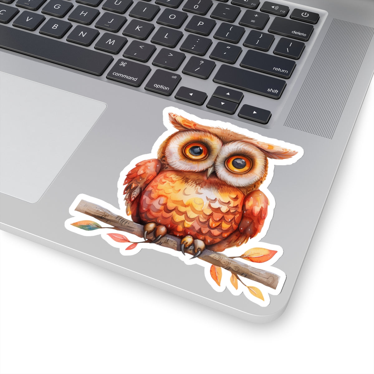 Cute Orange Owl Watercolor Cartoon Sticker