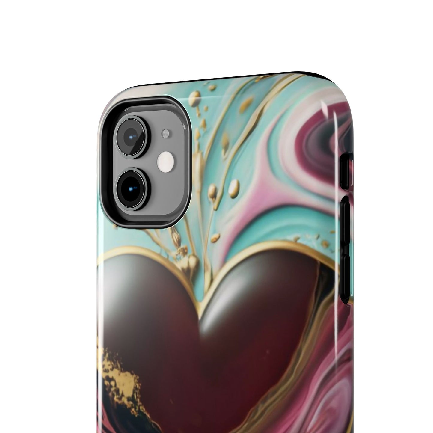 Glossy Heartburst Acrylic Pour Tough Phone Case