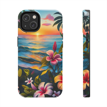 Sunset Palms and Hibiscus Tough Phone Case